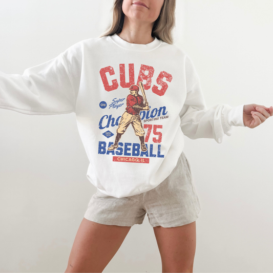 Chicago Cubs Vintage Inspired Crewneck Sweatshirt - 4 colors