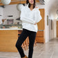 White Collared Button Up Pullover Sweatshirt