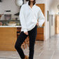 White Collared Button Up Pullover Sweatshirt