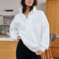 White Collared Button Up Pullover Sweatshirt