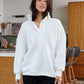 White Collared Button Up Pullover Sweatshirt