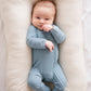 Zipper Romper - Arona Blue Ribbed