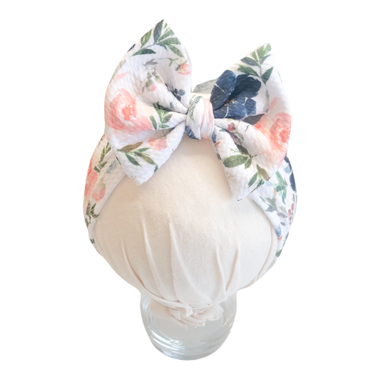 Navy Floral Headwrap Bow