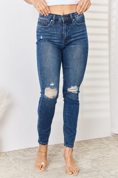 Judy Blue Mariah High Waist Distressed Slim Jeans