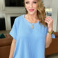 Textured Line Twisted Short Sleeve Top in Sky Blue