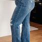 Judy Blue Rose High Rise 90's Straight Jeans- Dark Wash