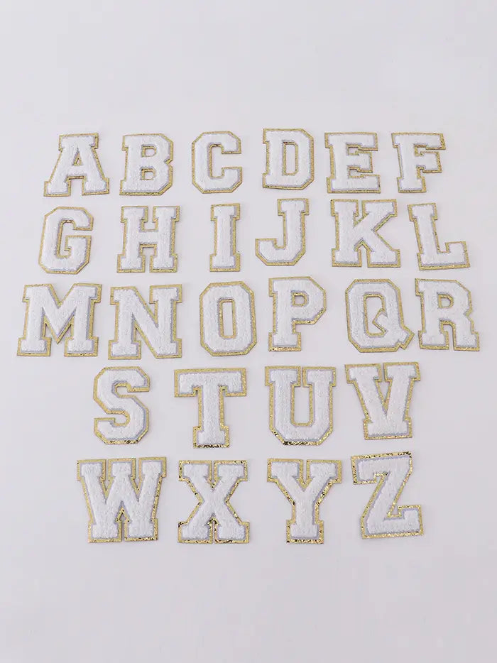 Self-Adhesive Chenille Varsity Letters- White