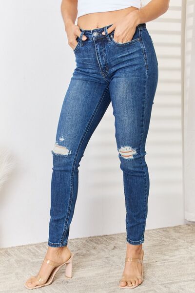 Judy Blue Mariah High Waist Distressed Slim Jeans
