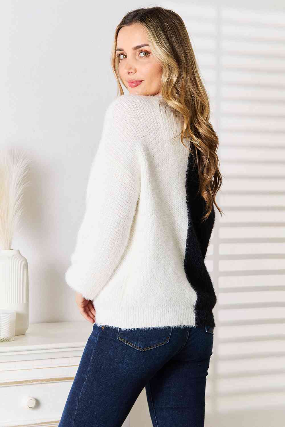 Woven Right Contrast Cardigan