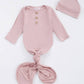 Knotted Baby Gown Set- Blush